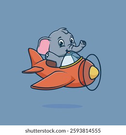 Cute plane elephant vector children's illustration Q version vector cartoon illustration