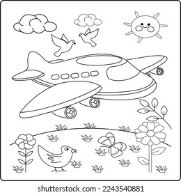 Cute Plane To Print and  Color