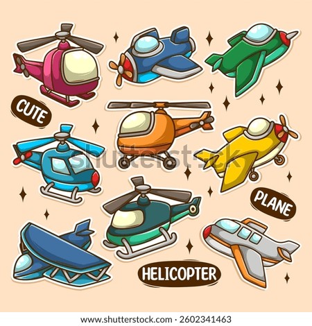cute plane toys doodle hand draw collection set