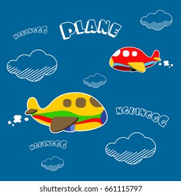 cute planes in the sky. with doodle style