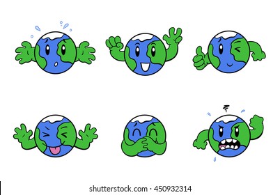 Cute Planet. A cute cartoon planet earth. Facial Features and arms are on separate layers, so you can re-arrange the parts to create whatever expressions you need.