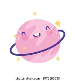 cute planet cartoon isolated icon