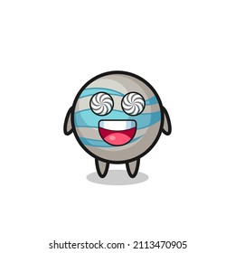 cute planet character with hypnotized eyes , cute style design for t shirt, sticker, logo element