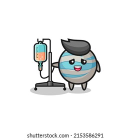 personaje de planeta lindo parado con barra de infusión, diseño lindo
