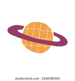 Cute planet drawn in flat style. Space, solar system. Hand drawn vector illustration.