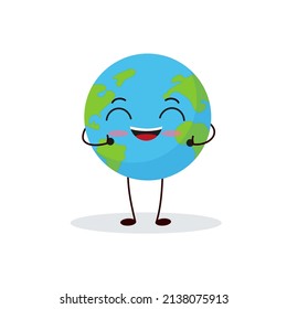 Cute planet earth character. Cartoon planet emoji collection. Earth Day card vector illustration Eps 10