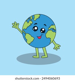 Cute planet earth character illustration