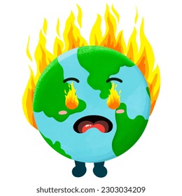 Cute planet earth characters. Planet cartoon emoji collection. Earth Day card vector illustration. World Environment Day