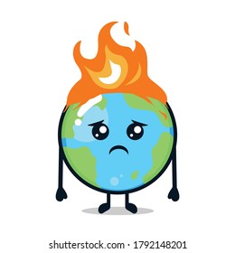 Cute planet earth mascot design illustration