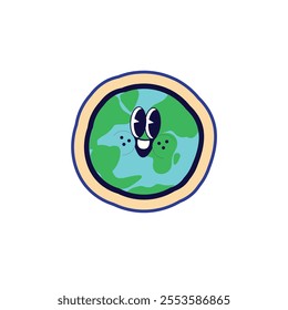 cute planet earth vector illustration sticker