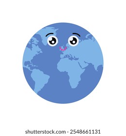 Cute planet Earth. Vector simple color flat illustration.