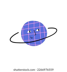 cute planet in flat style. hand drawn vector illustration.