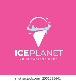 Cute planet ice cream cone logo for ice cream store logo