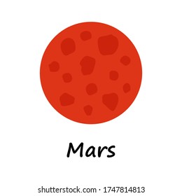 Cute Planet Mars icon Vector illustration on the theme of space exploration and mars colonization.