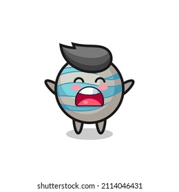cute planet mascot with a yawn expression , cute style design for t shirt, sticker, logo element
