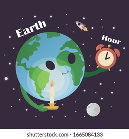 planeta lindo con luna para el día de la hora de la Tierra 
