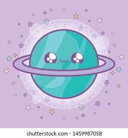 cute planet saturn kawaii style