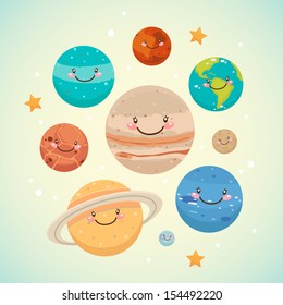 Cute planet: saturn, mars, neptune, earth, venus, mercury, jupiter, uranus, pluto