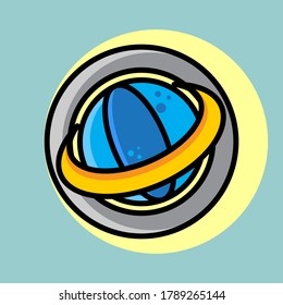 Cute Planet Space Vector Illustration. Flat Cartoon Style Suitable for Web Landing Page, Logo, Icon, Symbol, T-shirt, Banner, Flyer, Sticker, Wallpaper, Card, Background