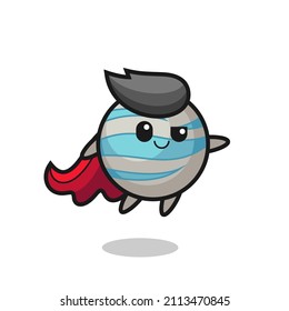 cute planet superhero character is flying , cute style design for t shirt, sticker, logo element