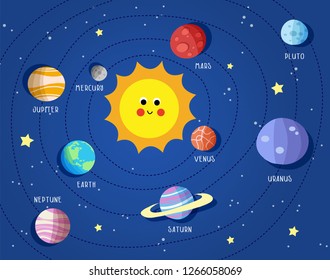 Cute Planet Universe Solar System Illustration Stock Vector (Royalty ...