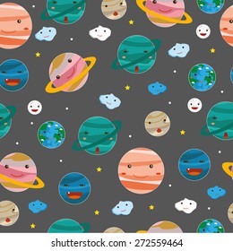 Cute Planets Seamless Background
