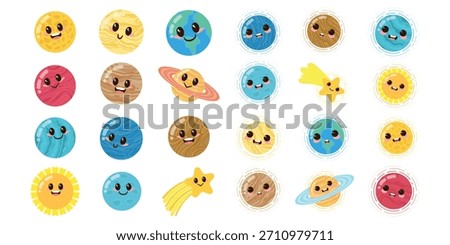 Cute Planets, Solar System and Celestial Bodies Illustration Collection