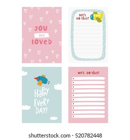 Cute planner, cards and notebook design