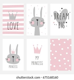 Cute planner, cards and notebook design. Cute bunny