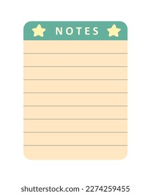 Cute Planer Design. Retro-Aufkleber mit leerer Seite für Hinweise und Erinnerungen. Persönliches Tagebuch oder Liste zu machen. Zeitmanagement. Cartoon-FlachVektorgrafik einzeln auf weißem Hintergrund