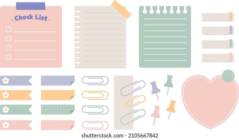 Cute Planner Sticker Organizer Tag, Memo Vector Set for Planner and Weekly Label Electronic Journal