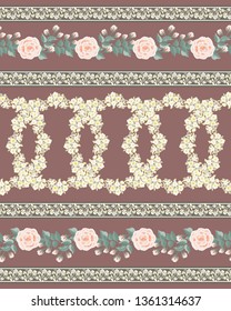 Cute plant border. Floral piece of garment print. Flower design for wallpapers, print, gift wrap and scrapbooking