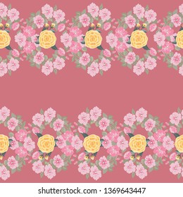 Cute plant border. Floral piece of garment print. Flower design for wallpapers, print, gift wrap and scrapbooking.