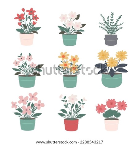 cute plant flower pot simple vector element. set of cute plant flower pot simple vector element. plant flower pot simple vector element illustration