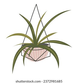 Cute plant in a flower pot. Sticker indoor exotic plants. Flower on an isolated white background. Vector stock illustration. Tropical houseplant. Pot plant. garden plant.