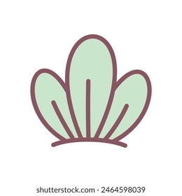 Cute plant icon. Hand drawn illustration of a green sprout isolated on a white background. Kawaii sticker. Vector 10 EPS.