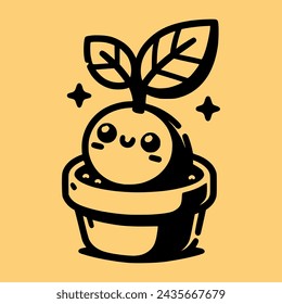 Cute Plant Logo cartoon Style