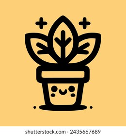 Cute Plant Logo cartoon Style