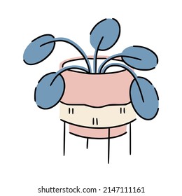 Cute plant in modern pot with legs for scandi interior. Great for web design, instructions, cards and apps.