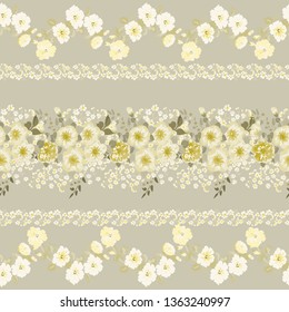 Cute plant one tone border. Floral piece of garment print. Flower design for wallpapers, print, gift wrap and 