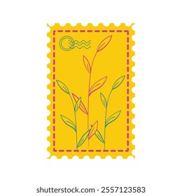 Cute Plant Postage Stamp Vector Illustration - 18