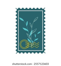 Cute Plant Postage Stamp Vector Illustration - 08