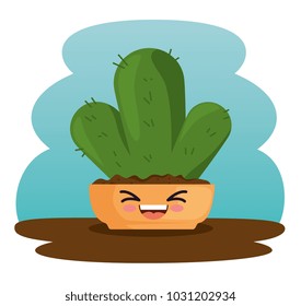 cute plant in pot kawaii character