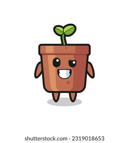 linda mascota de maceta de planta con cara optimista, diseño de estilo lindo para camiseta, pegatina, elemento logo