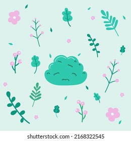 Cute plant set in hand drawn vector style