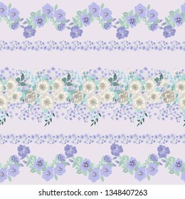 Cute plant shabby chic border. Floral piece of garment print. Flower design for wallpapers, print, gift wrap and scrapbooking.