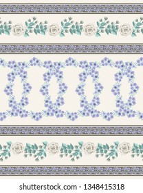 Cute plant shabby chic border. Floral piece of garment print. Flower design for wallpapers, print, gift wrap and scrapbooking.