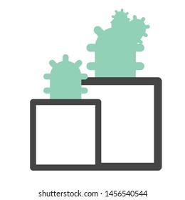 Cute plant vector illustration. Flat plan icon. Small and big size plant vase.