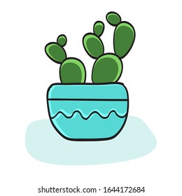 lindo vector vegetal, pequeña planta en succulentos de olla o cactus.  ilustración de planta dibujada a mano en la olla.
