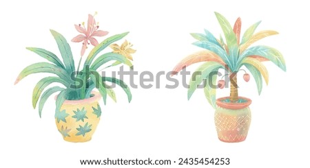 cute plant watercolour vector illustration 
